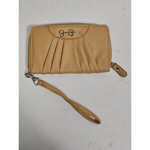 Jessica Simpson Bronze Tan Zip Around Wallet Leopard Lining